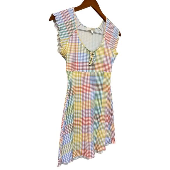 Loveshackfancy Zoie Mini Dress Small Rainbow Pastel Gingham Colorful Coquette - Picture 12 of 16